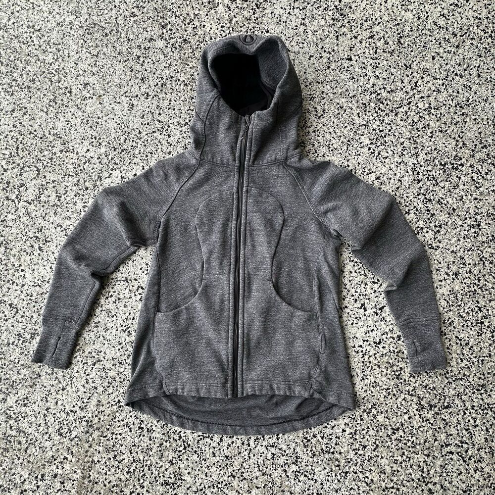 Lululemon Scuba Hoodie Womens 6 Heathered Speckled Black Full Zip Activewear